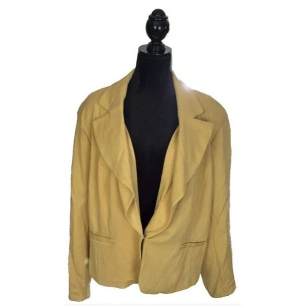 Ashley Stewart Plus-Size Yellow Blazer With Notched Lapel Size 22